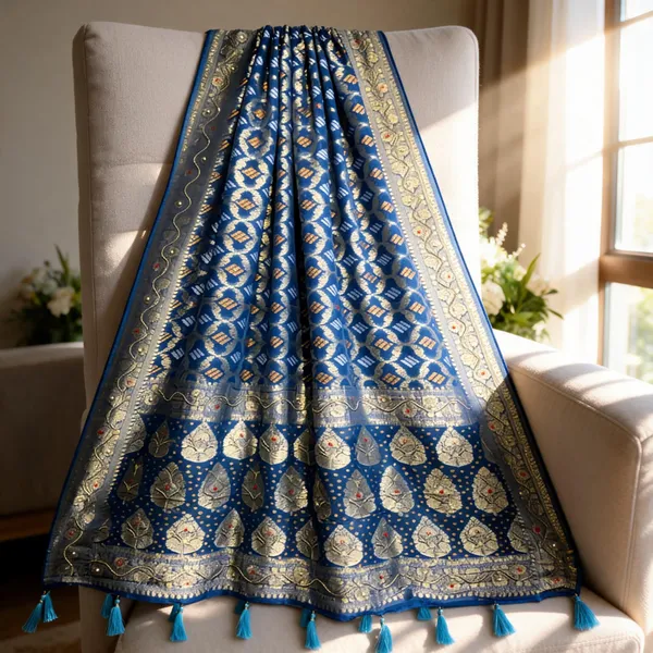 Blue_Georgette_Bandhani_Hand_Work_Dupatta_For_Women