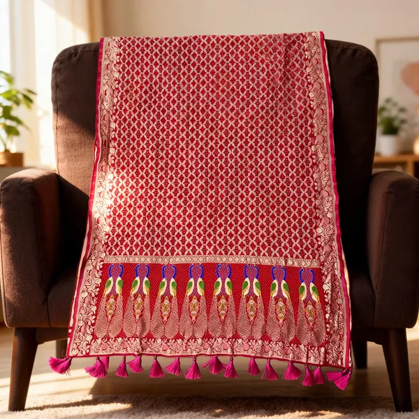 Pink_Georgette_Peacock_Meenakari_Pallu_Designer_Dupatta_For_Women