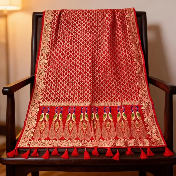 Red_Georgette_Peacock_Meenakari_Pallu_Designer_Dupatta_For_Women