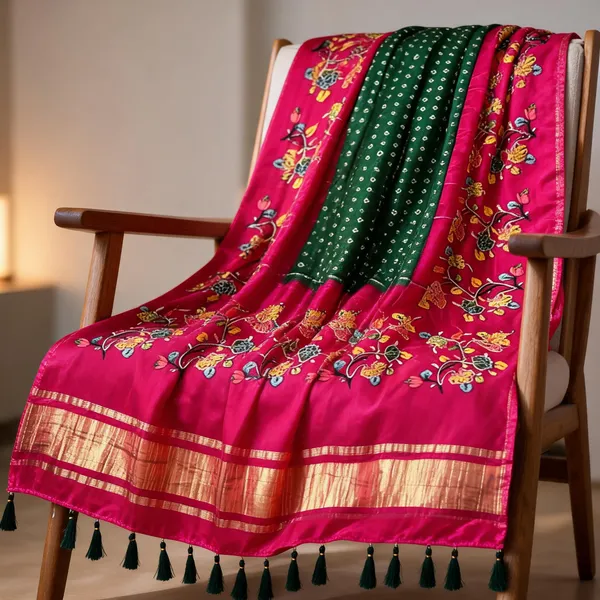 Red_Modal_Silk_Floral_Bandhani_Print_Dupatta_For_Women