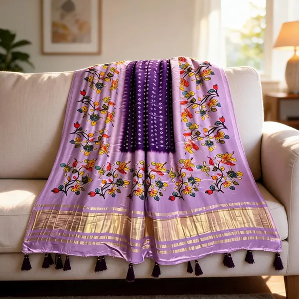 Lilac_Modal_Silk_Floral_Bandhani_Print_Dupatta_For_Women