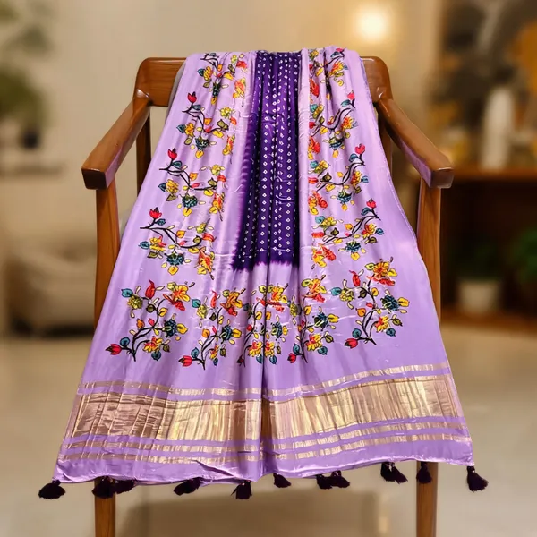 Lilac_Modal_Silk_Floral_Bandhani_Print_Dupatta_For_Women
