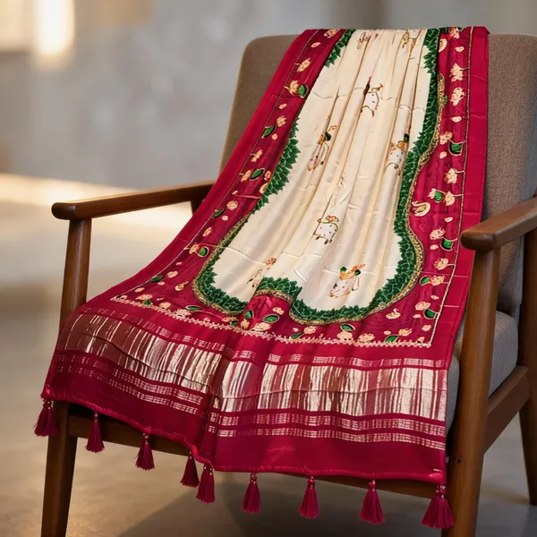 Pink_Modal_Silk_Pichwai_Hand_Work_Dupatta_For_Women