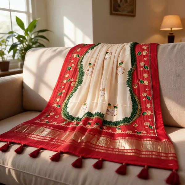 Red_Modal_Silk_Pichwai_Handwork_Dupatta_For_Women