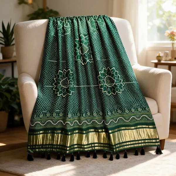 Green_Modal_Silk_Bandhani_Print_Handwork_Dupatta_For_Women