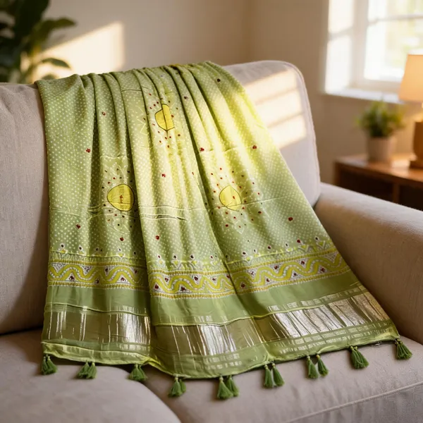 Pista_Green_Modal_Silk_Bandhani_Print_Handwork_Dupatta_For_Women