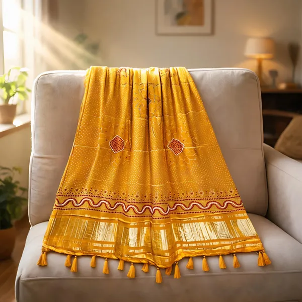 Yellow_Modal_Silk_Bandhani_Print_Handwork_Dupatta_For_Women