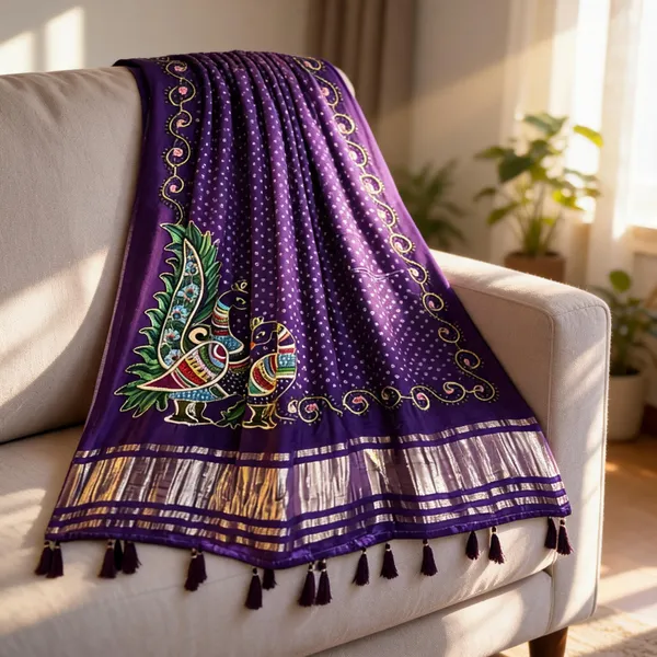 Violet_Modal_Gajji_Silk_Peacock_Print_Dupatta_For_Women