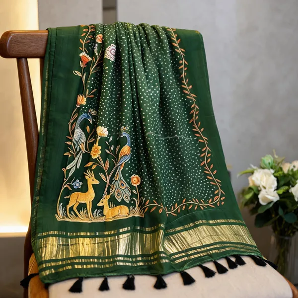 Green_Silk_Gajji_Modal_Bandhani_Print_Dupatta_For_Women