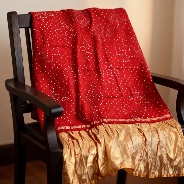 Red_Modal_Silk_Bandhani_Tissue_Pallu_Dupatta_For_Women