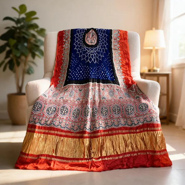 Multicolor_Modal_Silk_Bandhani_Ajrakh_Tissue_Pallu_Dupatta_For_Women