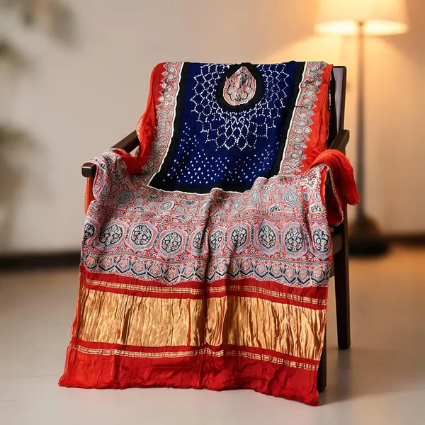 Multicolor_Modal_Silk_Bandhani_Ajrakh_Tissue_Pallu_Dupatta_For_Women