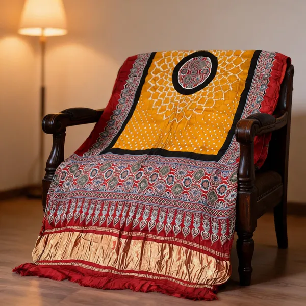 Multicolor_Modal_Silk_Bandhani_Ajrakh_Tissue_Pallu_Dupatta_For_Women