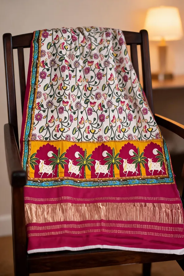 Multicolor_Modal_Silk_Kalamkari_Print_Tissue_Pallu_Dupatta_For_Women