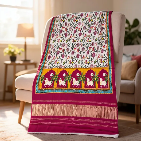 Multicolor_Modal_Silk_Kalamkari_Print_Tissue_Pallu_Dupatta_For_Women