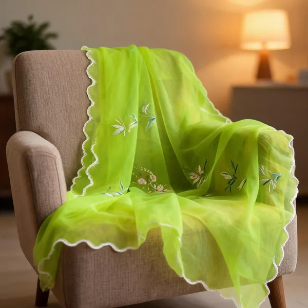 Green_Organza_Hand_Painted_Sequin_Border_Dupatta_For_Women