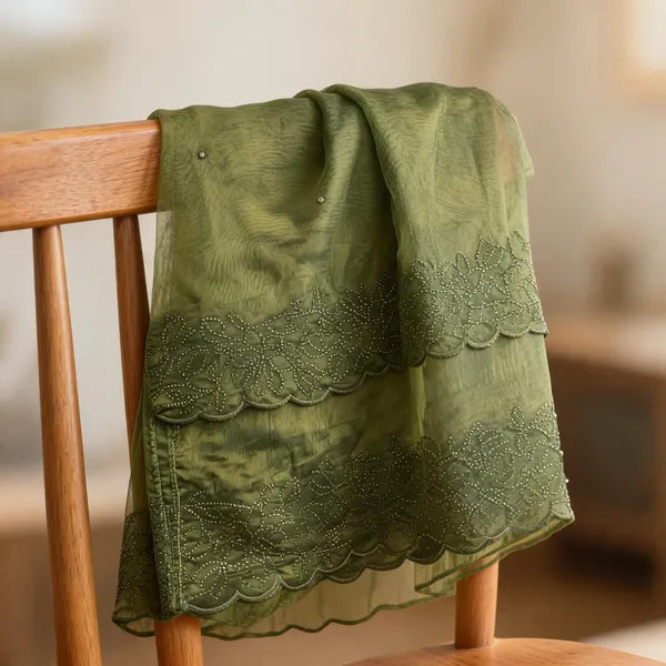 Green_Organza_Tone-To-Tone_Embroidered_Border_Dupatta_For_Women