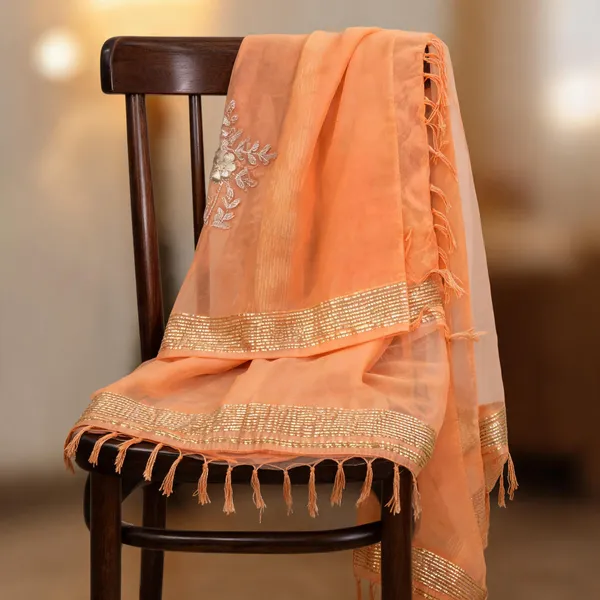 Orange_Organza_Gota_Patti_Zari_Border_Dupatta_For_Women