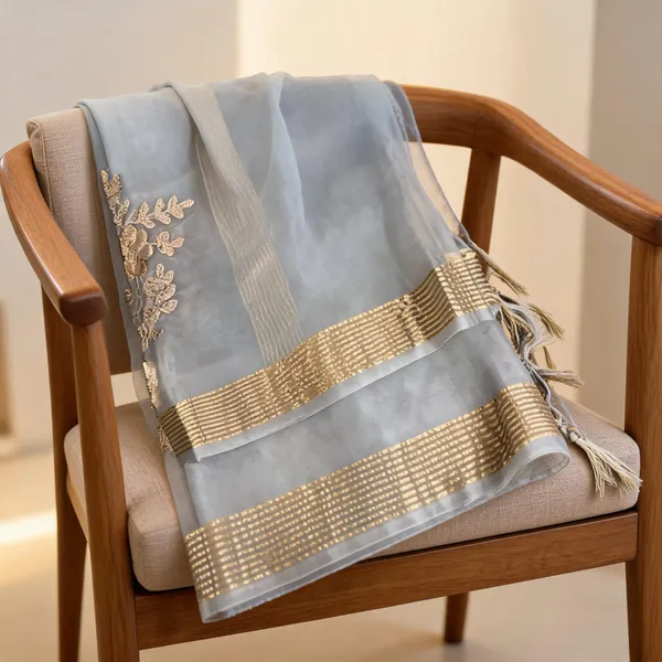 Grey_Organza_Gota_Patti_Zari_Border_Dupatta_For_Women
