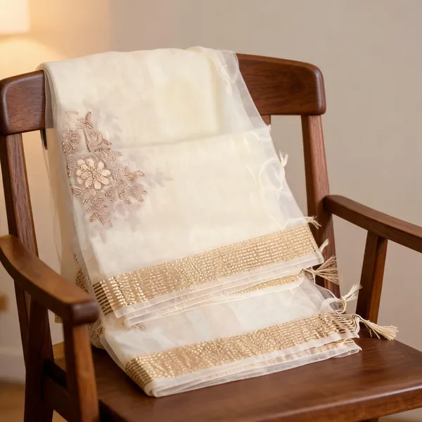White_Organza_Gota_Patti_Zari_Border_Dupatta_For_Women