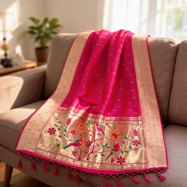 Pink_Silk_Paithani_Parrot_Muniya_Border_Dupatta_For_Women