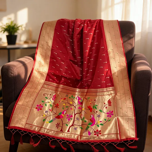 Maroon_Silk_Paithani_Parrot_Muniya_Border_Dupatta_For_Women