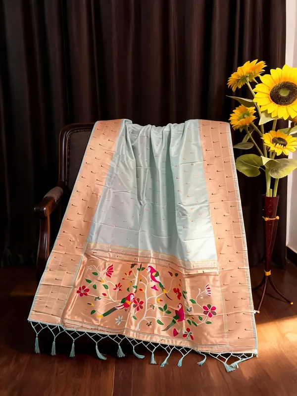 Blue_Silk_Paithani_Parrot_Muniya_Border_Dupatta_For_Women