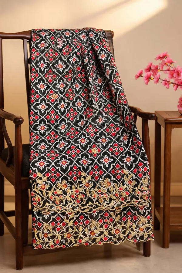 Black_Tabby_Silk_Patola_Stone_Cutwork_Embroidery_Dupatta_For_Women