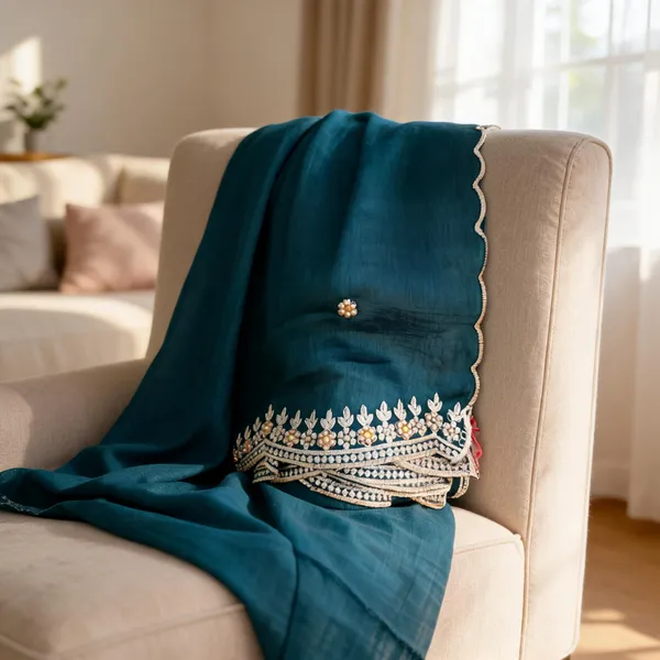 Emerald_Blue_Silk_Stone_Work_Border_Dupatta_For_Women