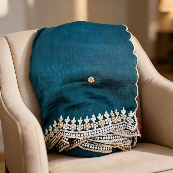Emerald_Blue_Silk_Stone_Work_Border_Dupatta_For_Women