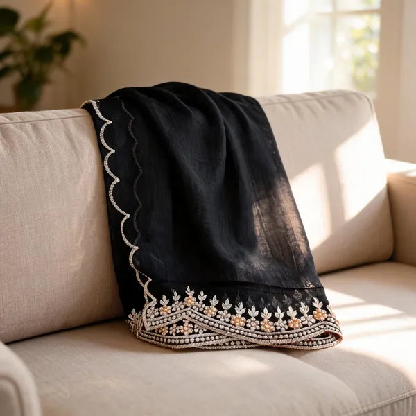 Black_Silk_Stone_Work_Border_Dupatta_For_Women
