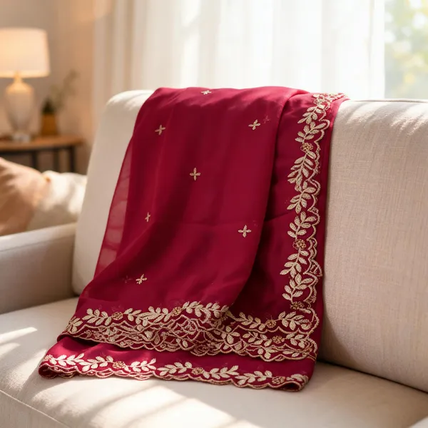 Pink_Silk_Four-Side_Border_Dupatta_For_Women