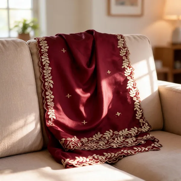 Maroon_Silk_Four-Side_Border_Dupatta_For_Women