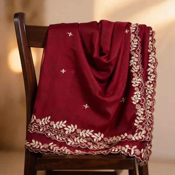 Maroon_Silk_Four-Side_Border_Dupatta_For_Women