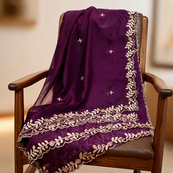 Purple_Silk_Four-Side_Border_Dupatta_For_Women