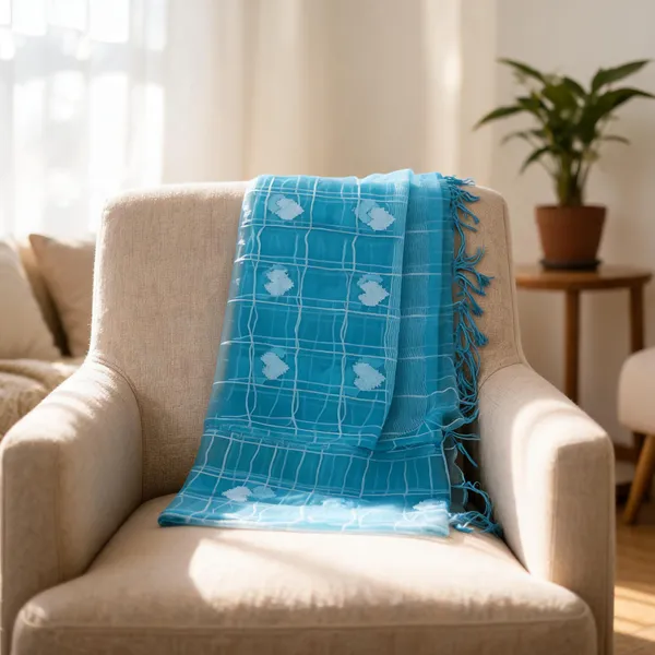 Blue_Organza_Heart_Self_Design_Dupatta_For_Women