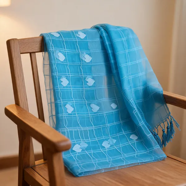 Blue_Organza_Heart_Self_Design_Dupatta_For_Women