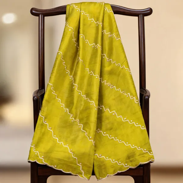 Lemon_Yellow_Vichitra_Silk_Sequin_Scalloped_Border_Dupatta_For_Women