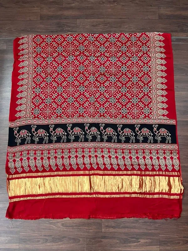 Multicolor_Modal_Silk_Ajrakh_Patola_Tissue_Pallu_Dupatta_For_Women