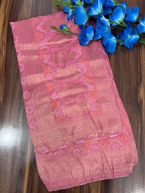 Pink_Viscose_Silk_Bandhani_Zari_Designer_Pallu_Dupatta_For_Women