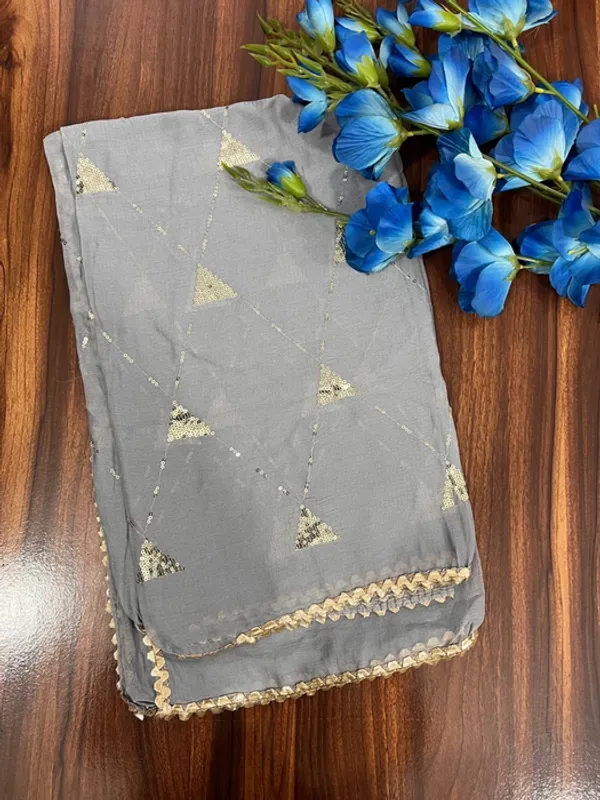 Grey_Chiffon_Sequins_Gota_Lace_Dupatta_For_Women