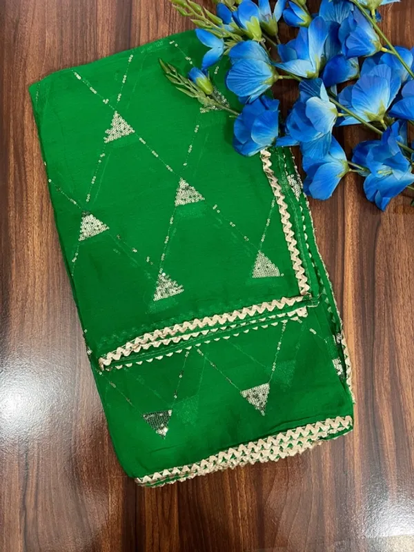 Green_Chiffon_Sequins_Gota_Lace_Dupatta_For_Women