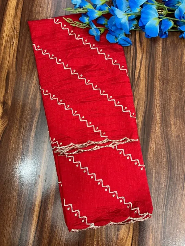 Red_Vichitra_Silk_Sequin_Scalloped_Border_Dupatta_For_Women
