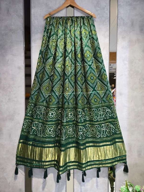 Green_Silk_Gajji_Modal_Bandhani_Figure_Print_Handwork_Dupatta_For_Women