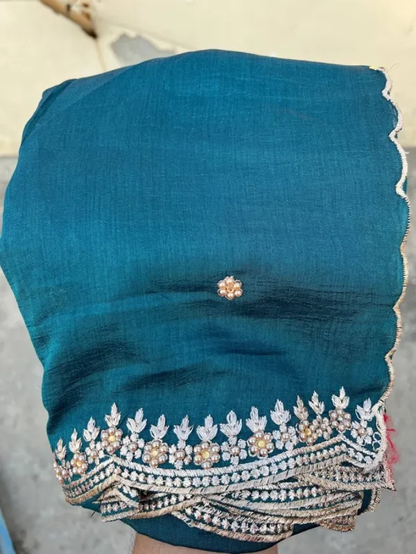 Emerald_Blue_Silk_Stone_Work_Border_Dupatta_For_Women