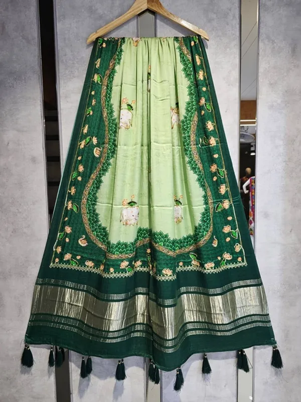 Green_Modal_Silk_Pichwai_Hand_Work_Dupatta_For_Women