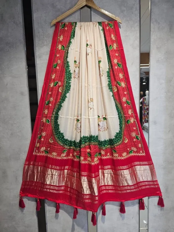 Red_Modal_Silk_Pichwai_Handwork_Dupatta_For_Women