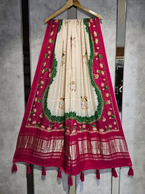 Pink_Modal_Silk_Pichwai_Hand_Work_Dupatta_For_Women