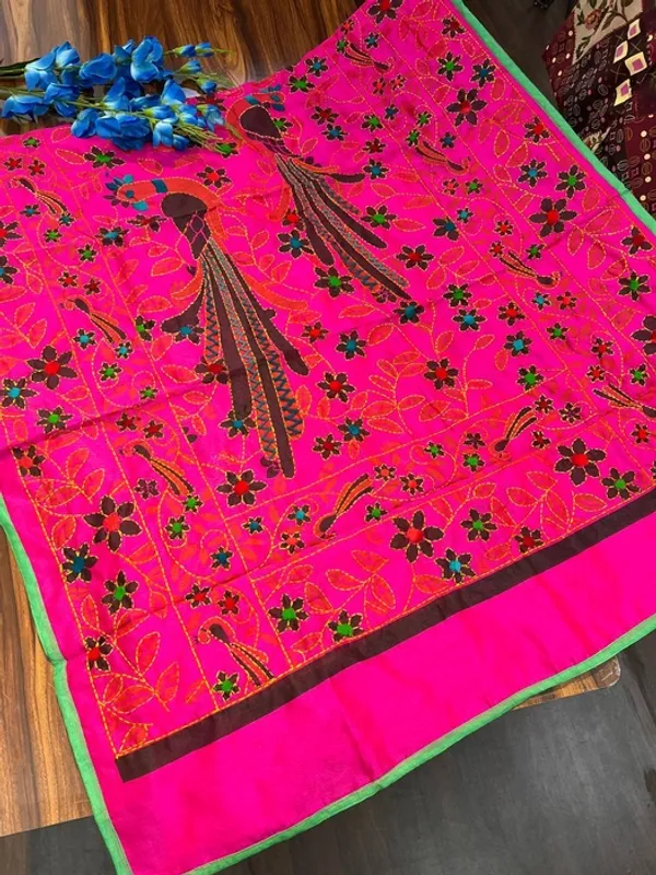 Pink_Chanderi_Silk_Kantha_Work_Dupatta_For_Women