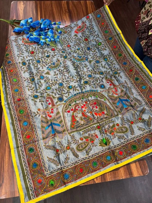 Grey_Chanderi_Silk_Kantha_Work_Dupatta_For_Women